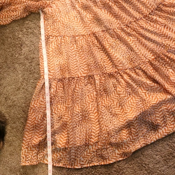 💥2/$70💥HerringStones DeeDee Square Neck Long Sleeve Tie Back Tiered Mini Dress - Picture 7 of 11